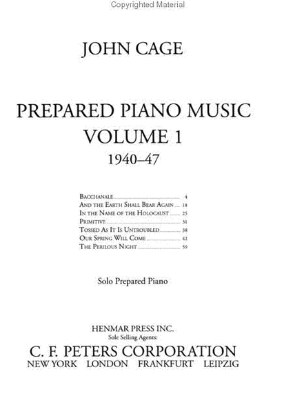Prepared Piano Music, Volume 1 - 1940-47