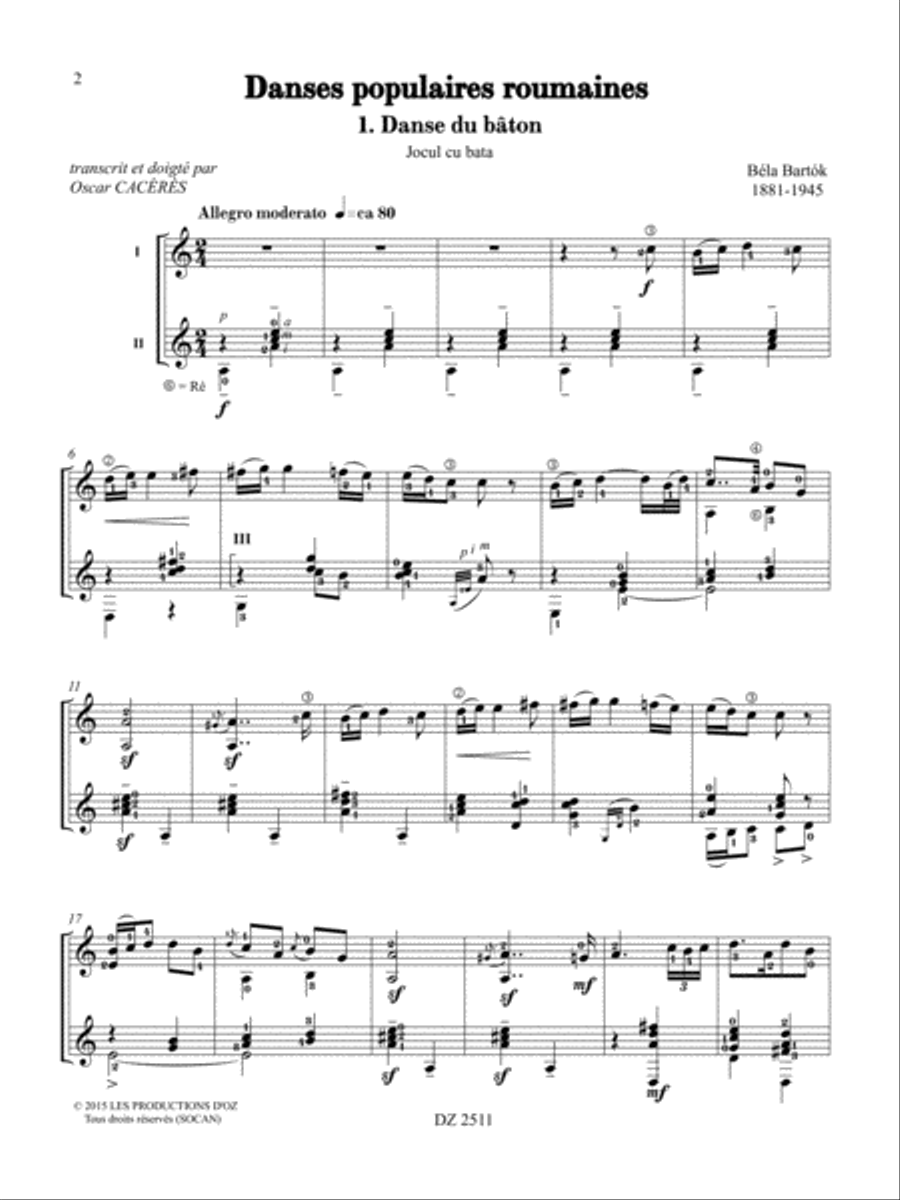 Danses populaires roumaines Classical Guitar scores gallery preview page 2