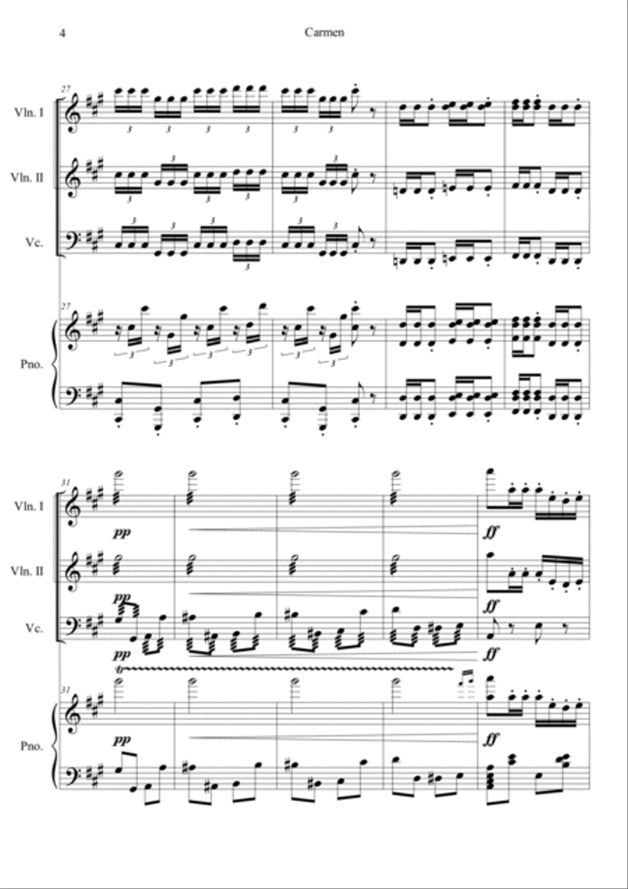 Carmen No.1 Prelude Piano Quartet scores gallery preview page 4