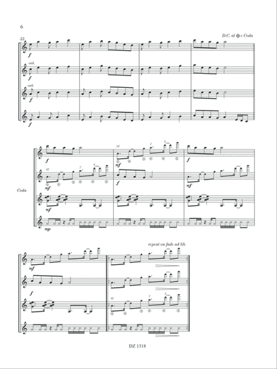 Musique facile pour 4 guitares - Australie (Ungala Wé) Guitar Ensemble scores gallery preview page 6