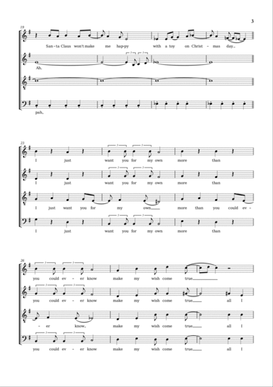 All I Want For Christmas Is You 4-Part scores gallery preview page 3