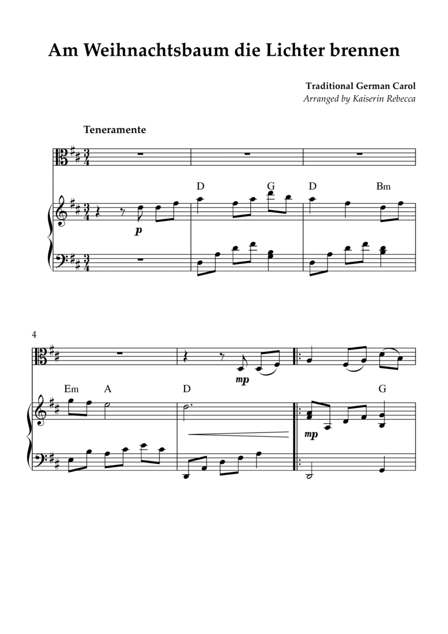 Am Weihnachtsbaum die Lichter brennen Viola scores gallery preview page 1
