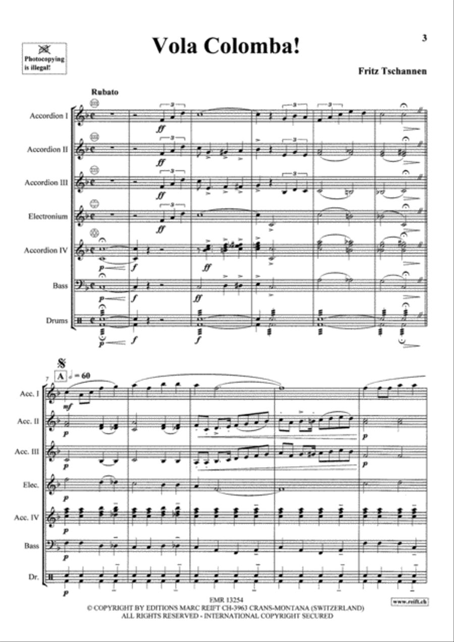 Vola Colomba ! Accordion scores gallery preview page 3