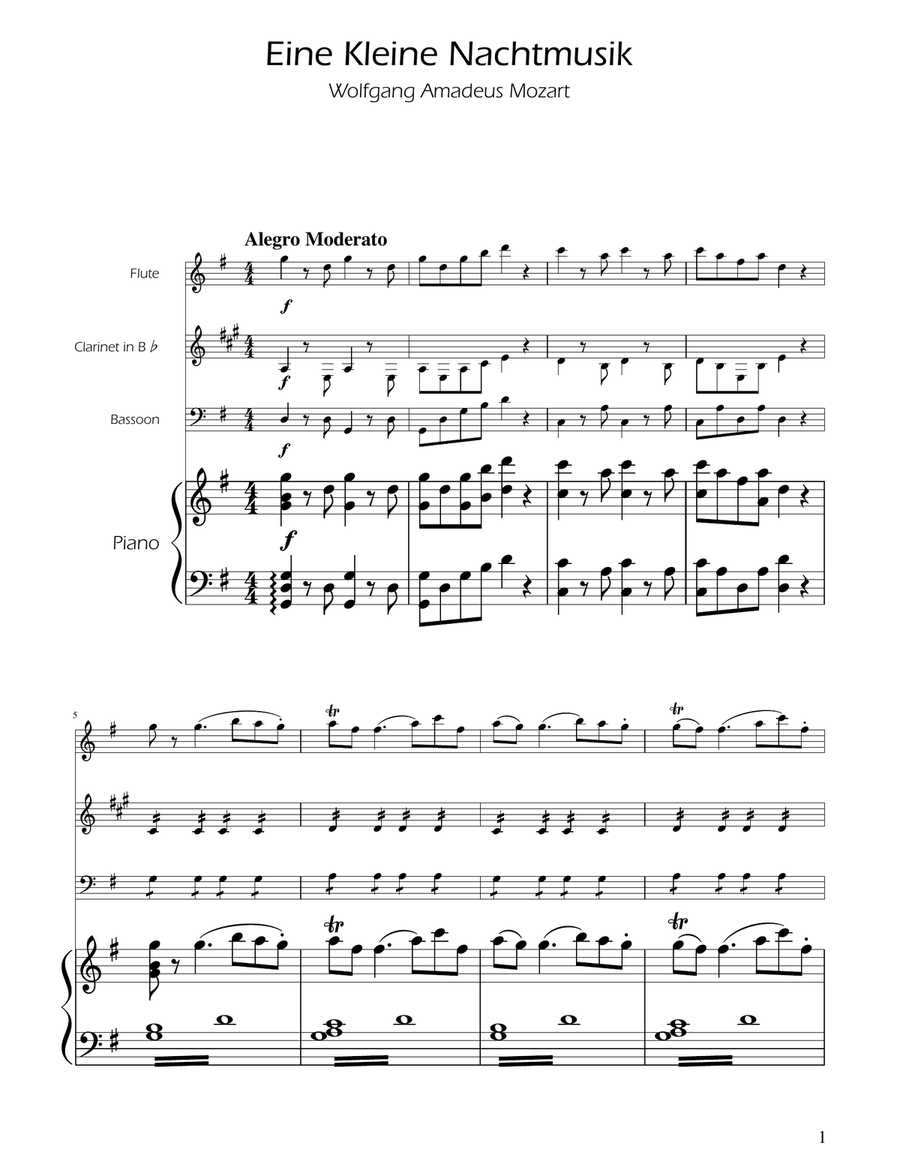 Mozart: Eine Kleine Nachtmusik (K.525) - Woodwind Trio