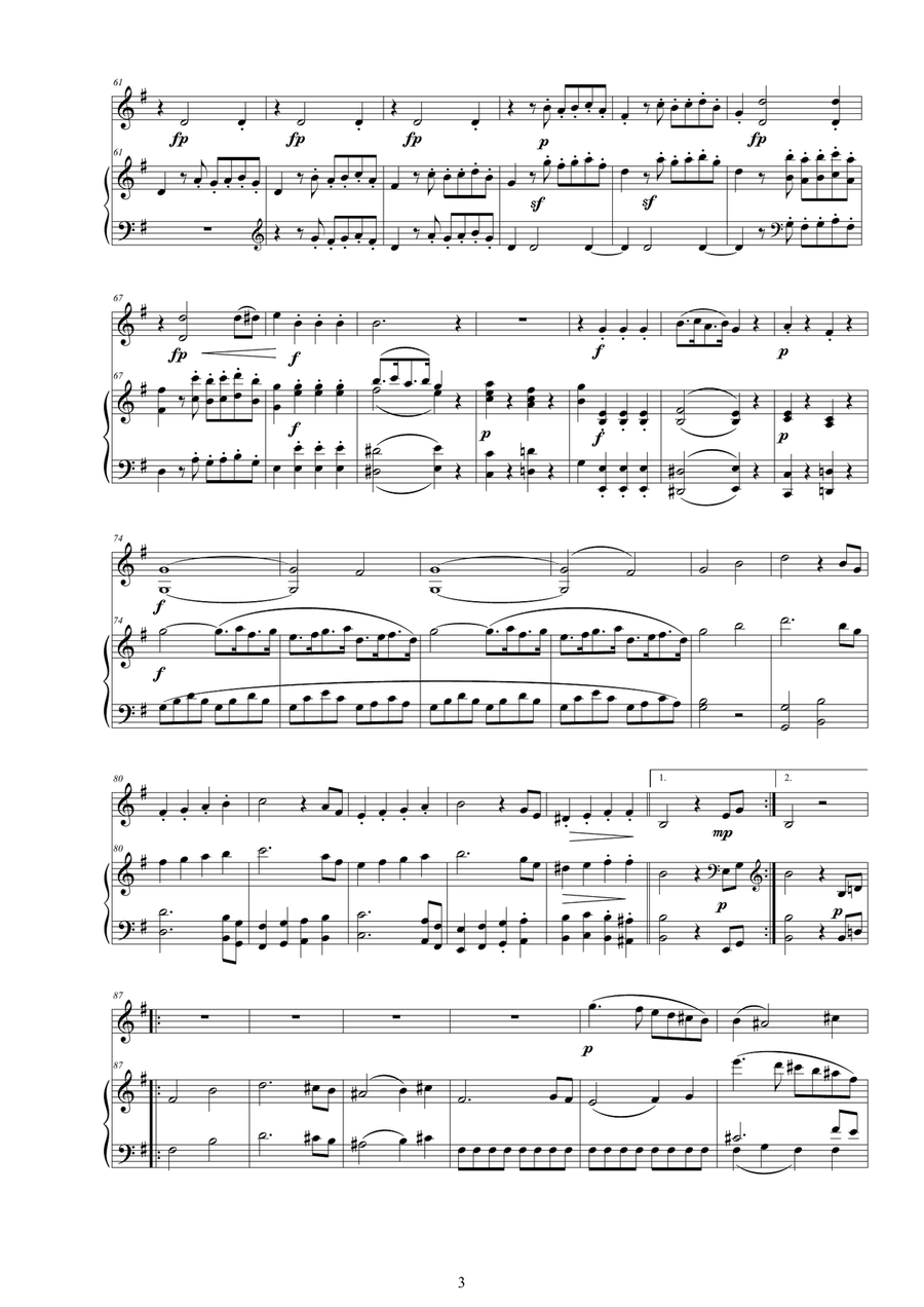 Mozart - Violin Sonata No.21 in E minor K 304 for Violin and Piano - Score and Part Violin Solo scores gallery preview page 3