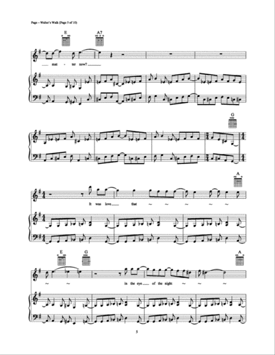 Walter's Walk Piano, Vocal, Guitar scores gallery preview page 5