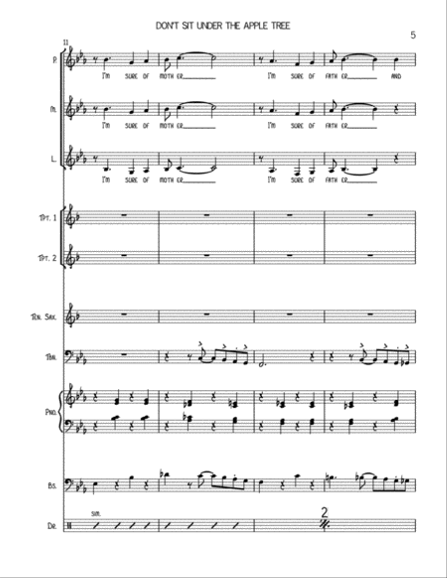 Don't Sit Under The Apple Tree (with Anyone Else But Me) Large Ensemble scores gallery preview page 5