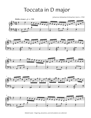 Book cover for Toccata in D major for (late) intermediate solo piano