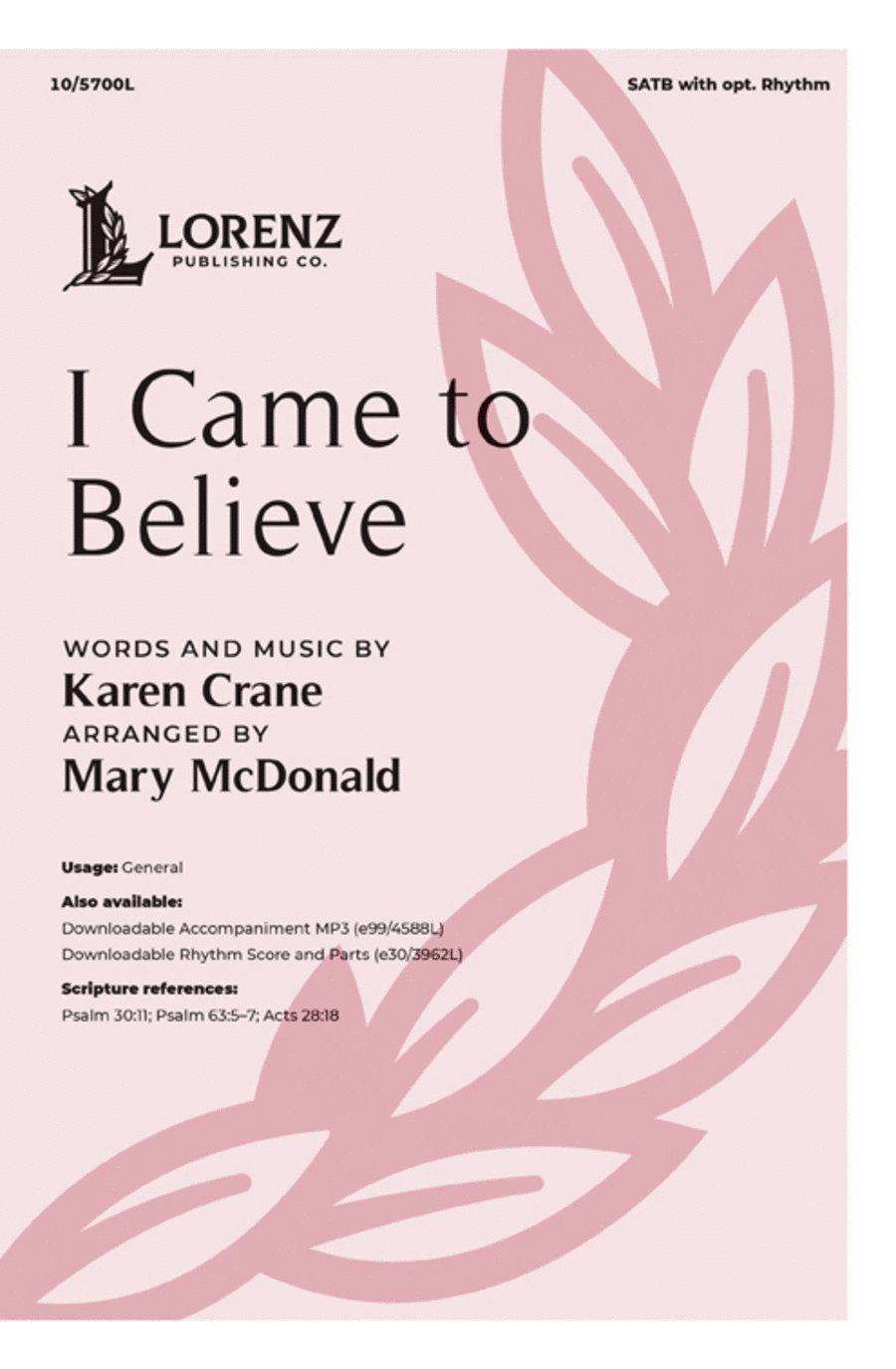 I Came to Believe 4-Part scores gallery preview page 1