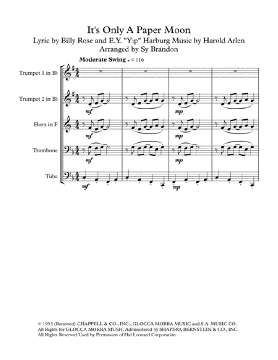 It's Only A Paper Moon School and Community scores gallery preview page 1