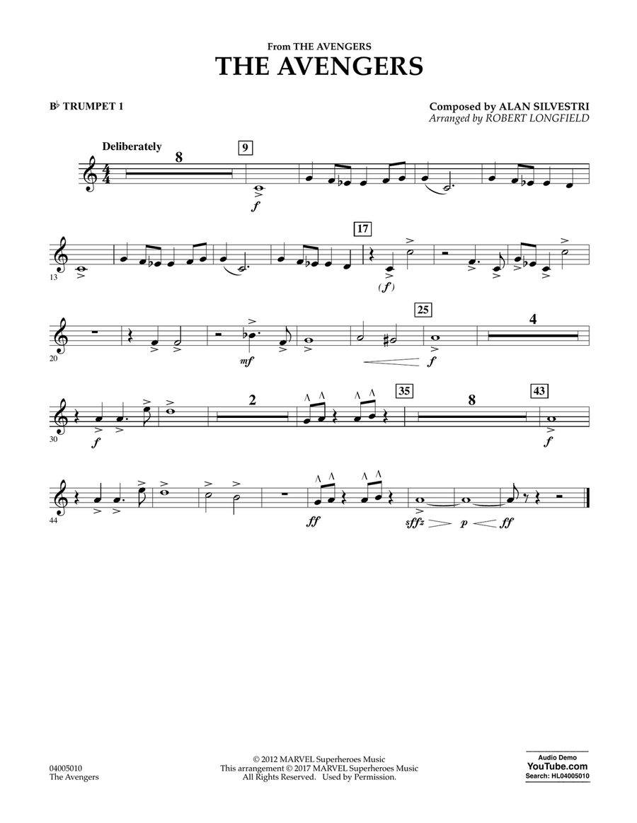 The Avengers - Bb Trumpet 1 Concert Band scores gallery preview page 1