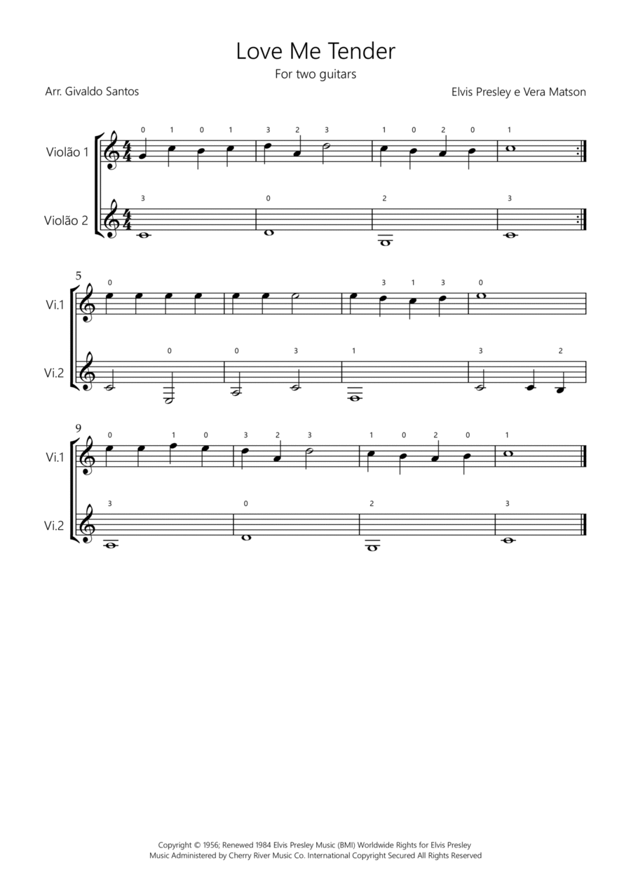 Love Me Tender Love Me Tender Acoustic Guitar scores gallery preview page 1