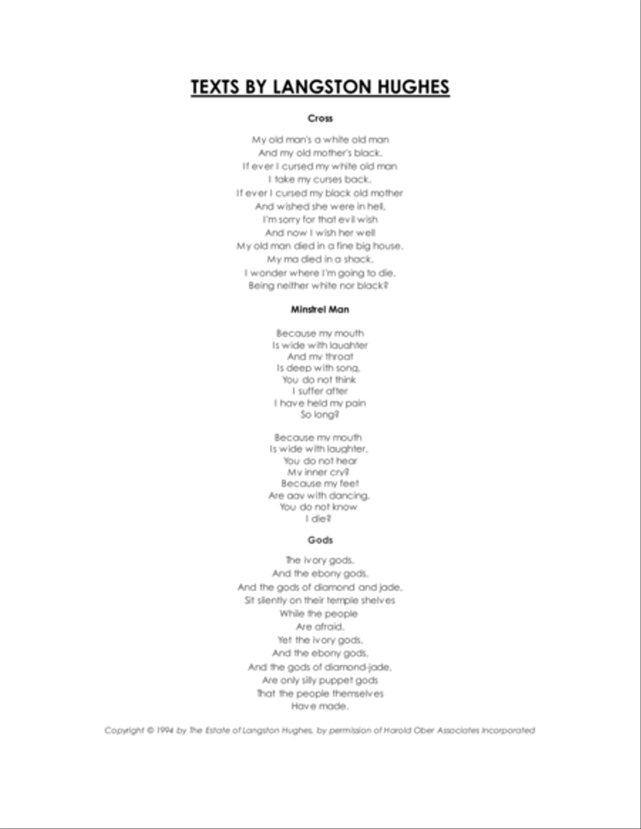 Three Langston Hughes Songs for Soprano and Piano - Opus 12 Soprano Voice scores gallery preview page 4