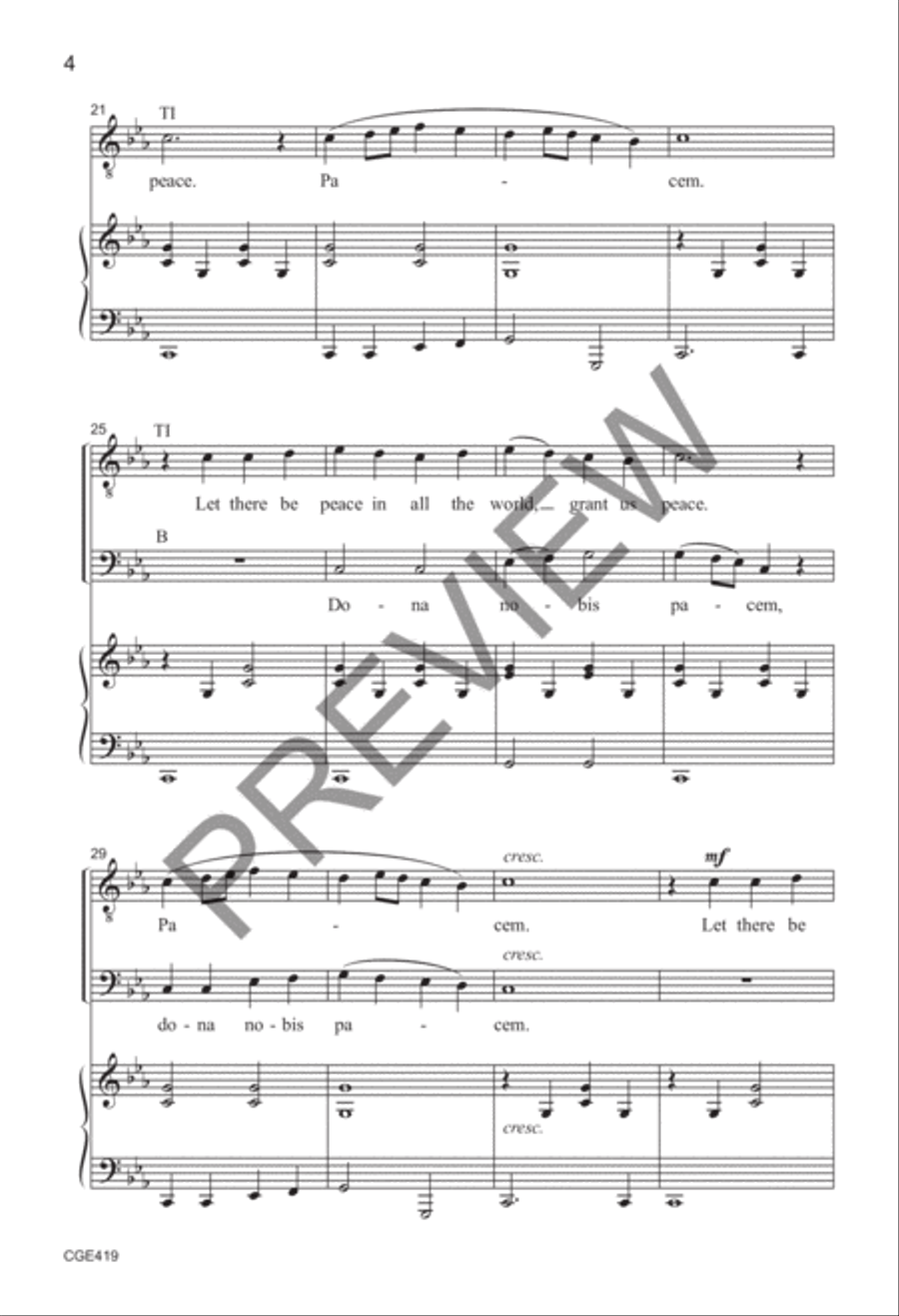 A Call for Peace (TTB opt. a capella with percussion) TTBB scores gallery preview page 4
