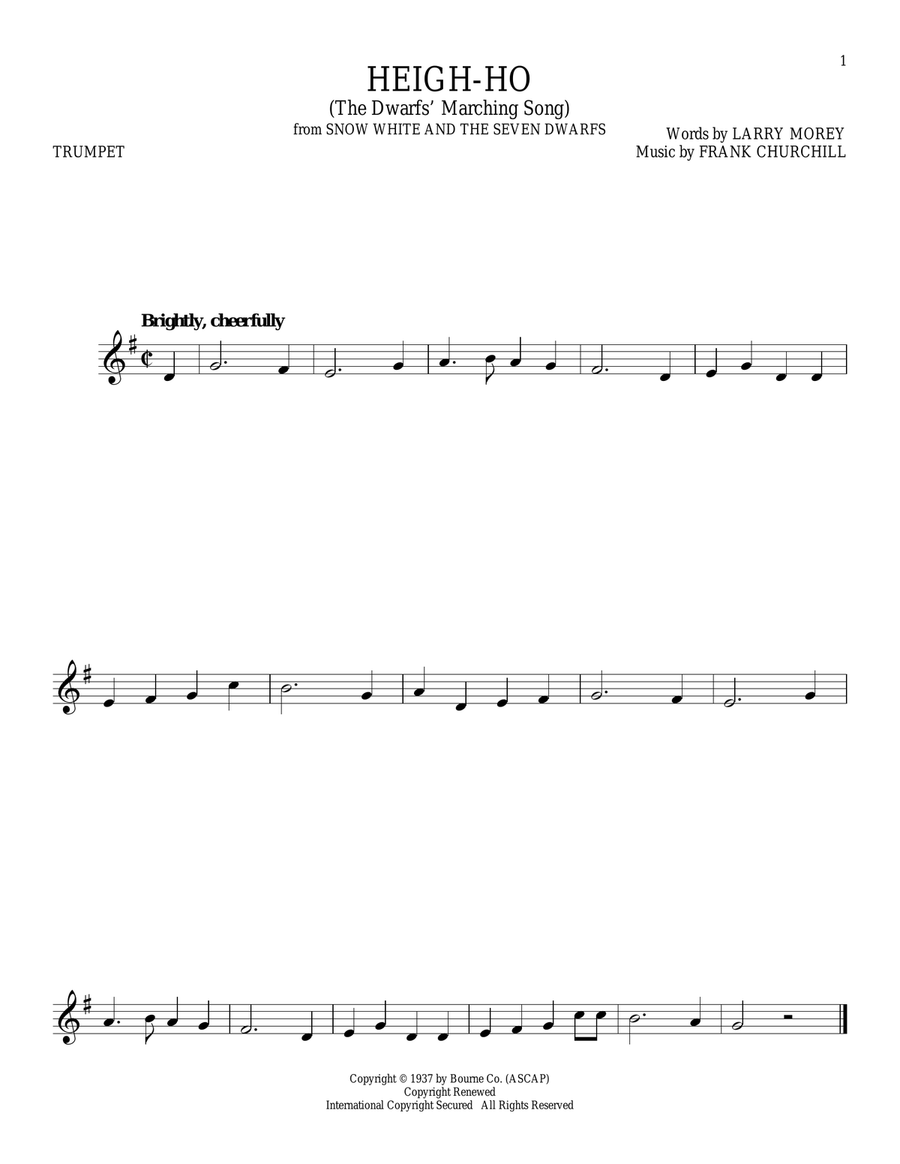 Heigh-Ho (from Snow White And The Seven Dwarfs) Trumpet Solo scores gallery preview page 1