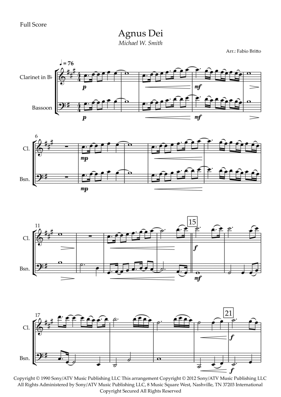 Agnus Dei Woodwind Duet scores gallery preview page 1