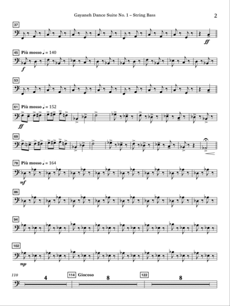 Gayenah Dance Suite No. 1 (Excerpts) (arr. Kenneth Snoeck) - String Bass Concert Band scores gallery preview page 2