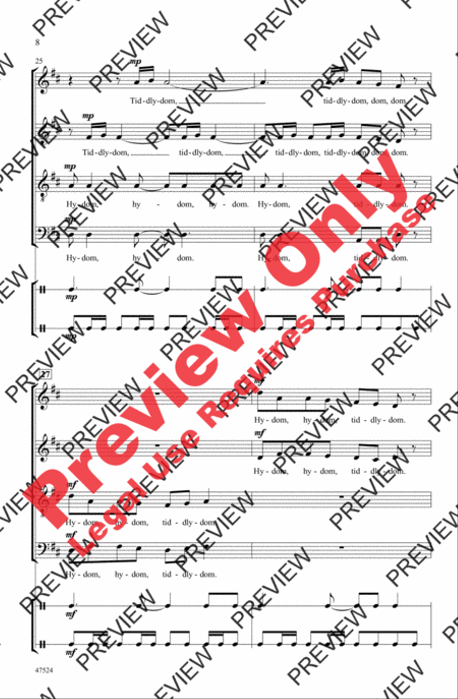 Hydom, Tiddlydom 4-Part scores gallery preview page 8