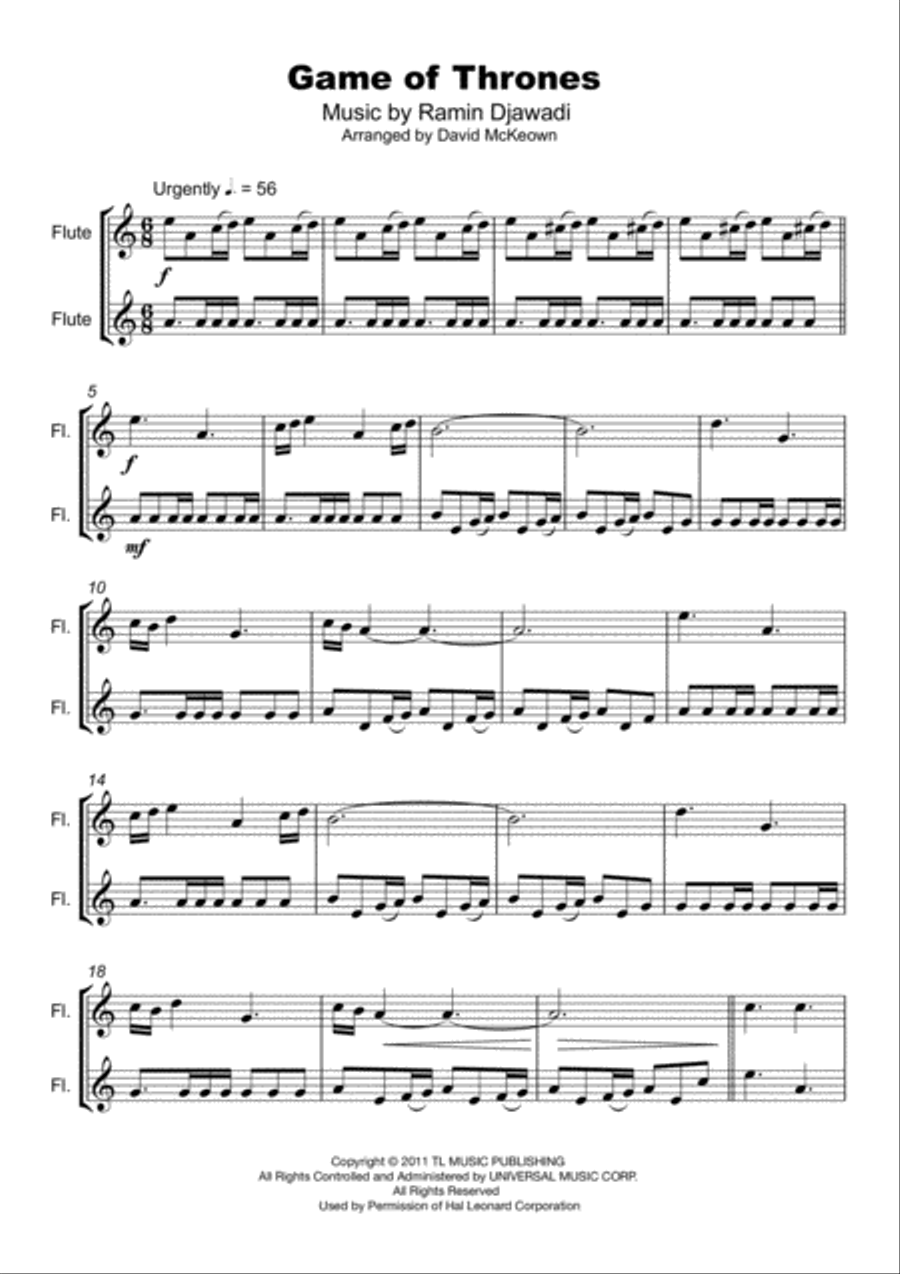 Game Of Thrones Flute Duet scores gallery preview page 2