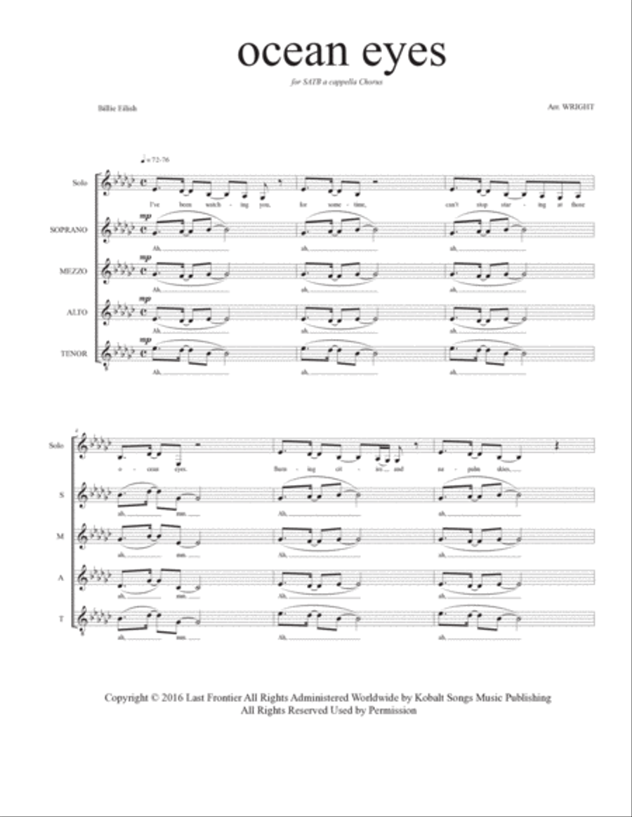 Ocean Eyes 4-Part scores gallery preview page 2