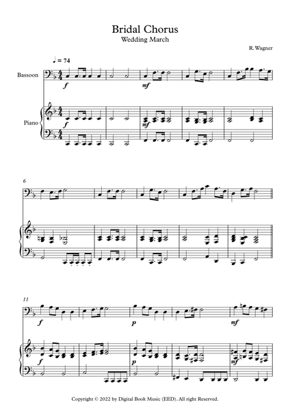 Bridal Chorus (Wedding March) - Richard Wagner (Bassoon + Piano) image number null