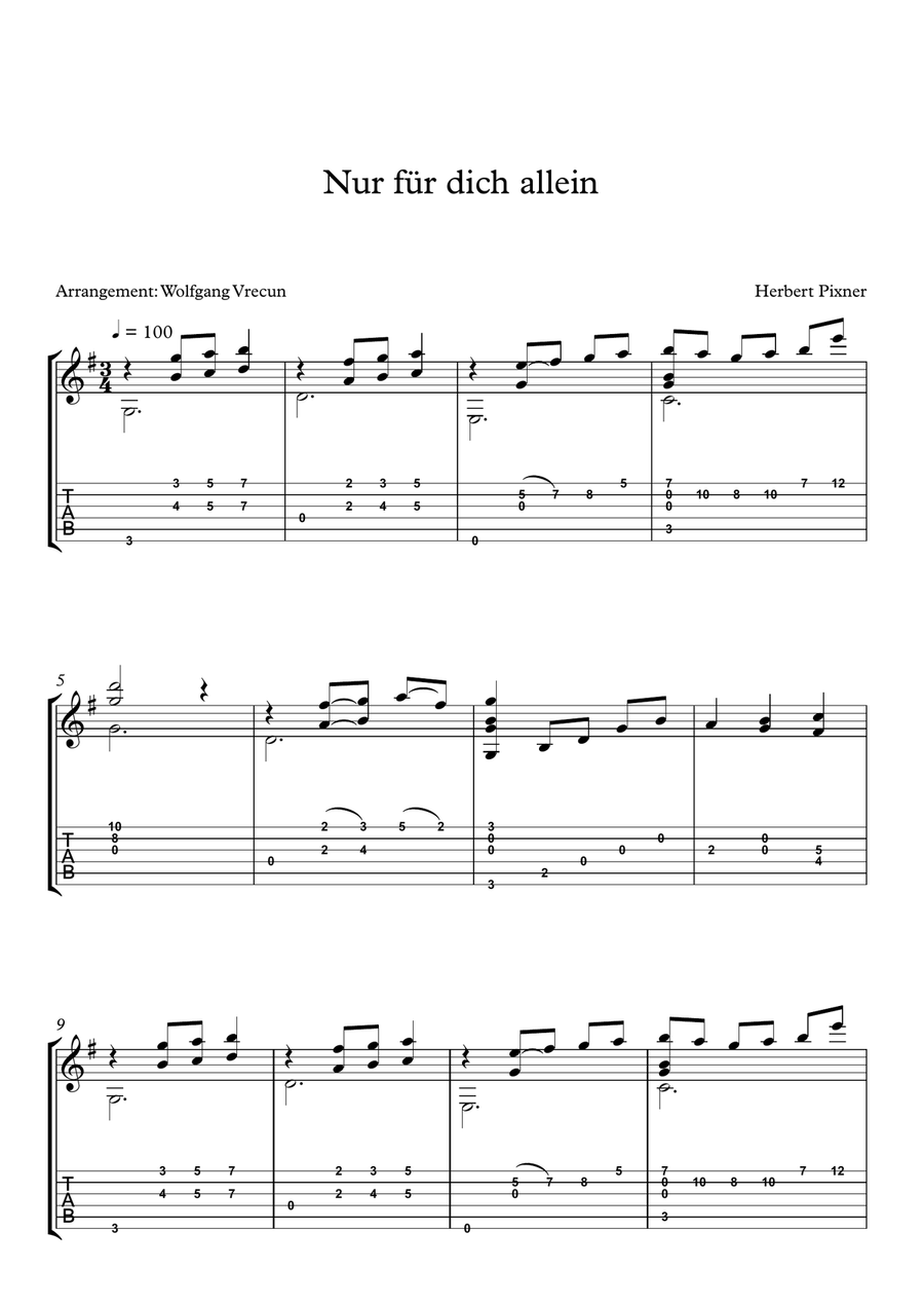 Nur für dich allein Nur für dich allein Acoustic Guitar scores gallery preview page 1