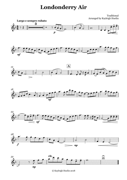 Londonderry Air (Danny Boy) - Saxophone quartet (SATB) image number null