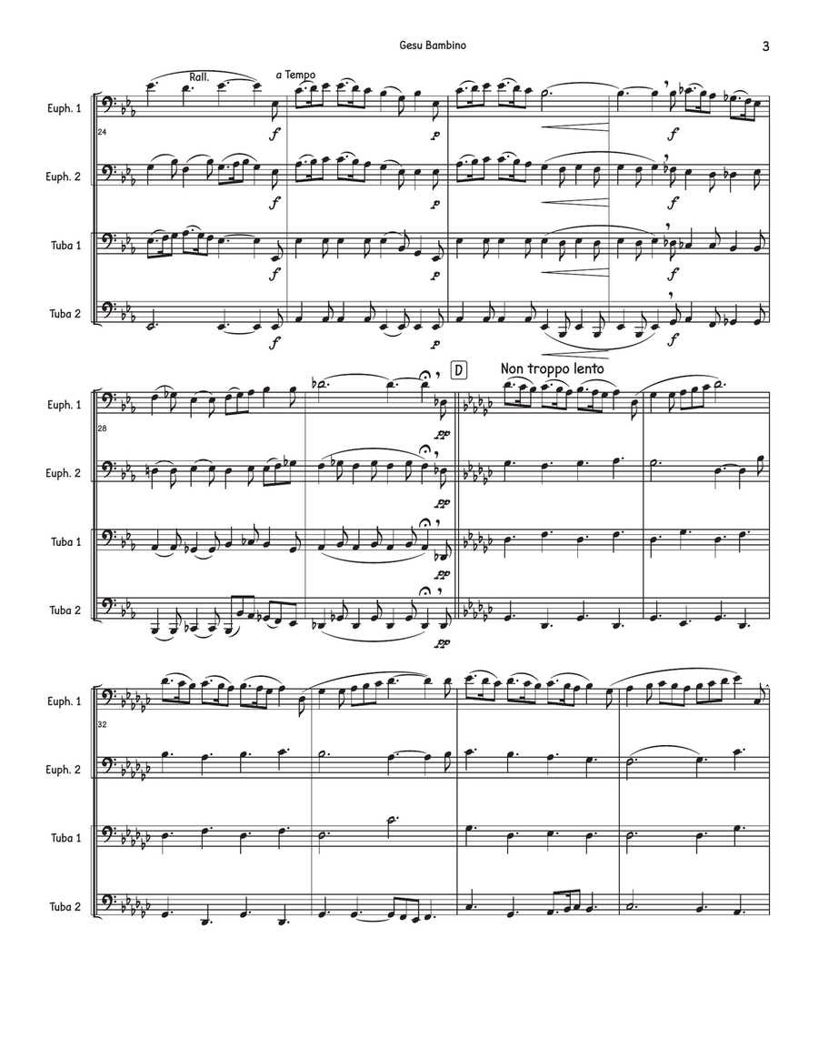 Gesu Bambino Gesu Bambino Brass Quartet scores gallery preview page 3