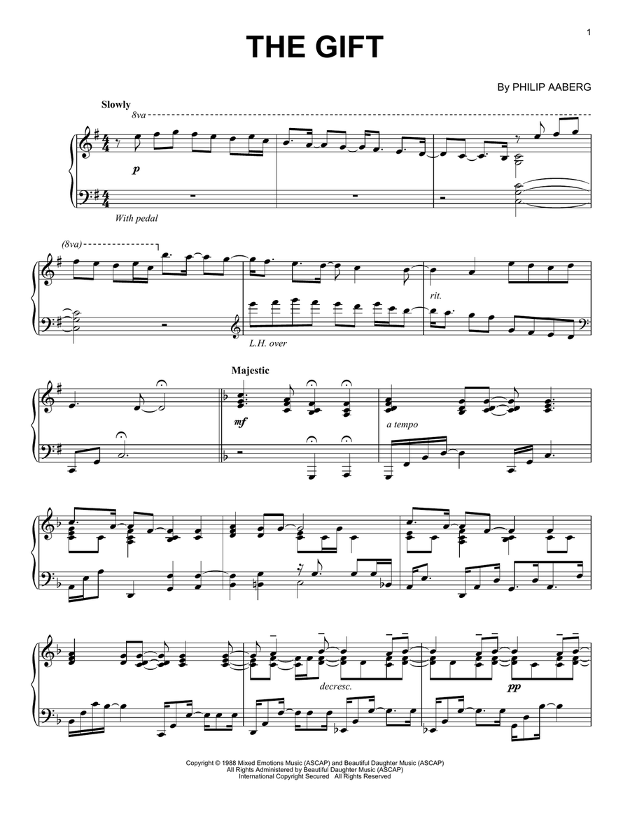 The Gift The Gift Piano, Vocal, Guitar scores gallery preview page 1
