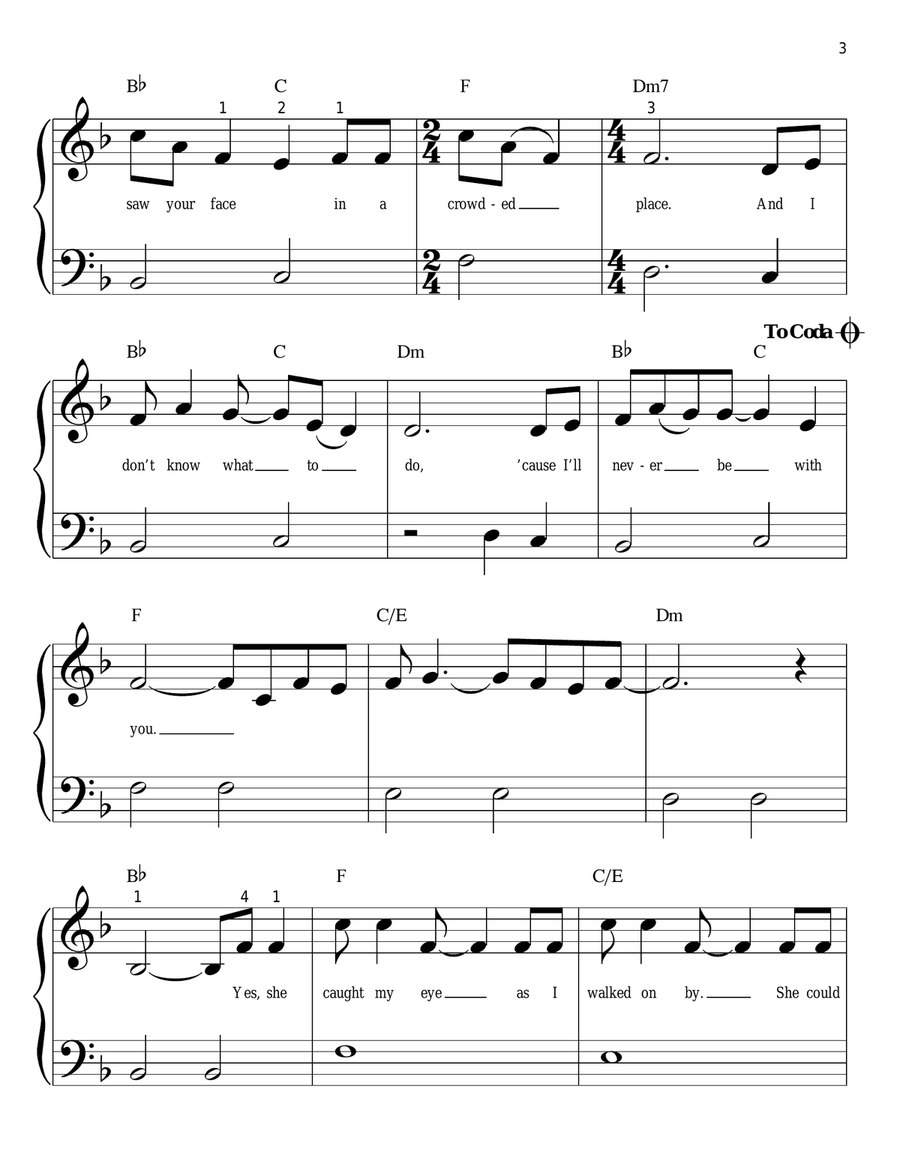 You're Beautiful You're Beautiful Easy Piano scores gallery preview page 3