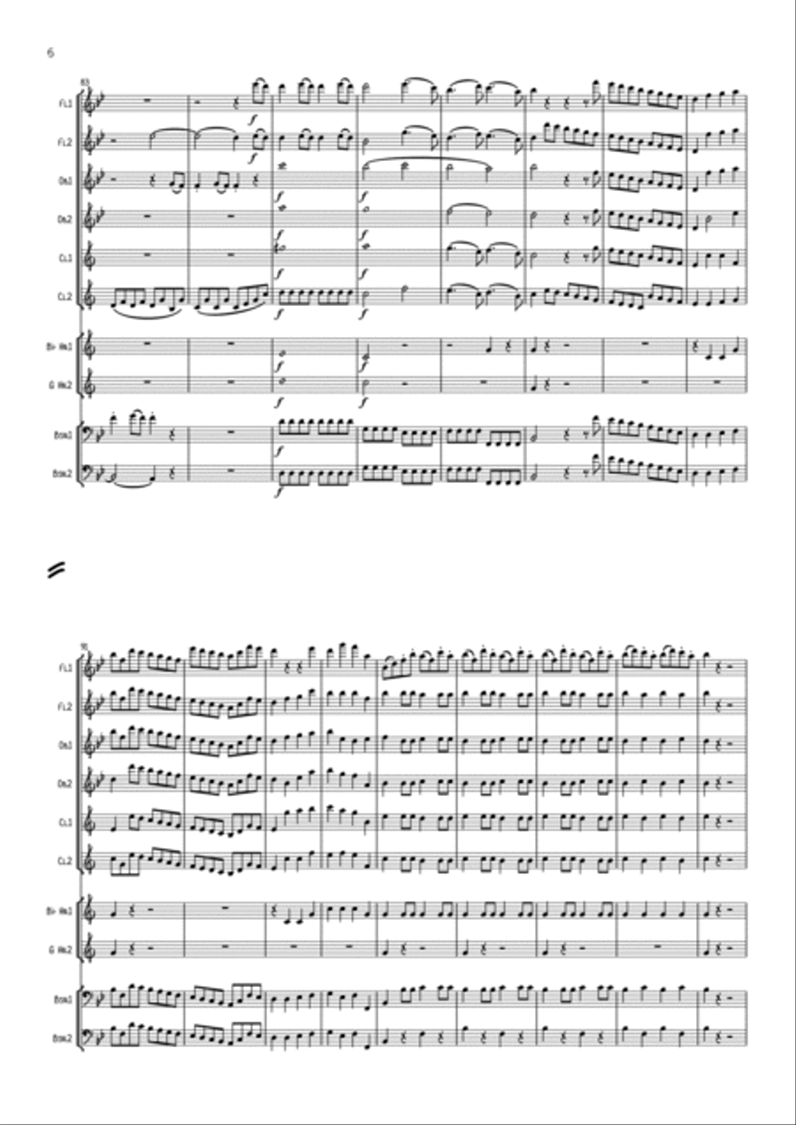 Mozart: Symphony No. 40 in G min K550 Mvt.1 - wind dectet School and Community scores gallery preview page 6