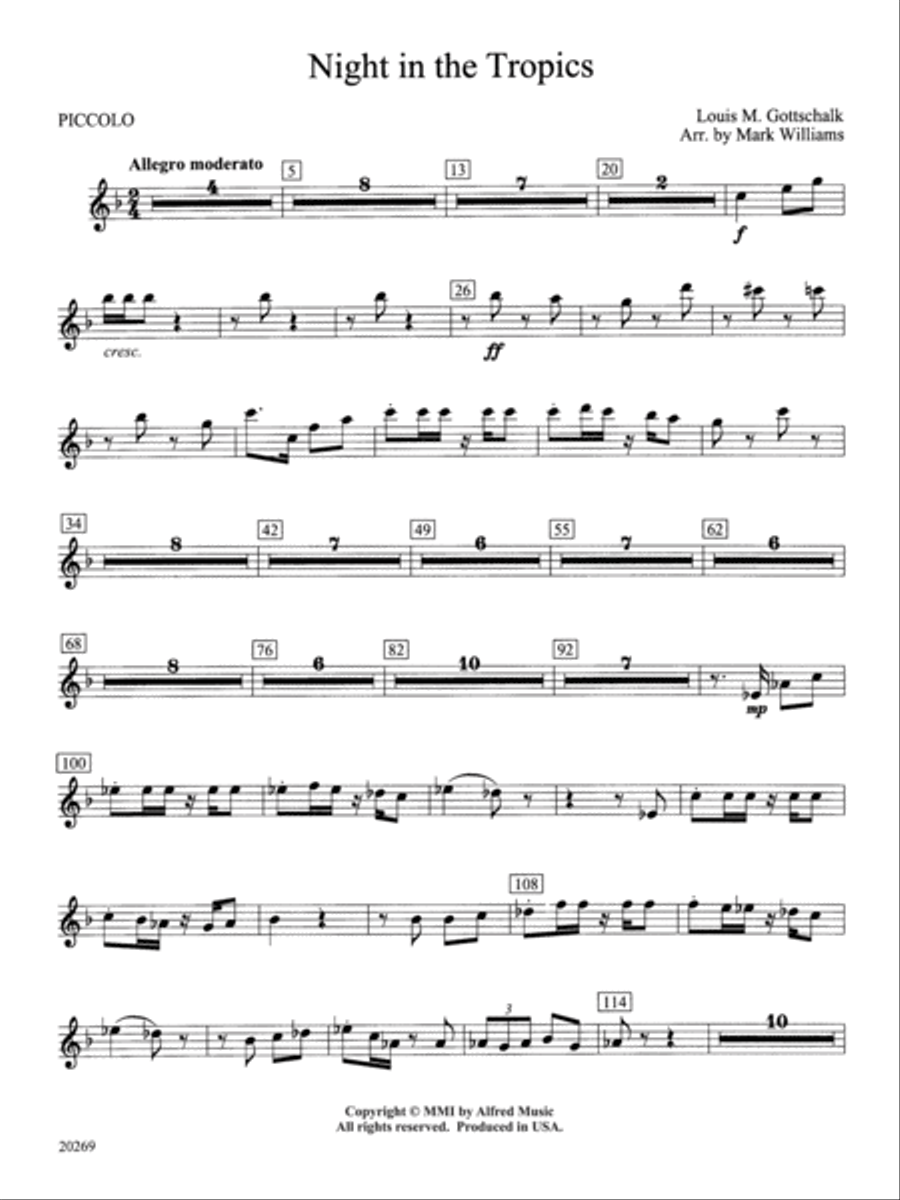 Night in the Tropics: Piccolo Concert Band scores gallery preview page 1