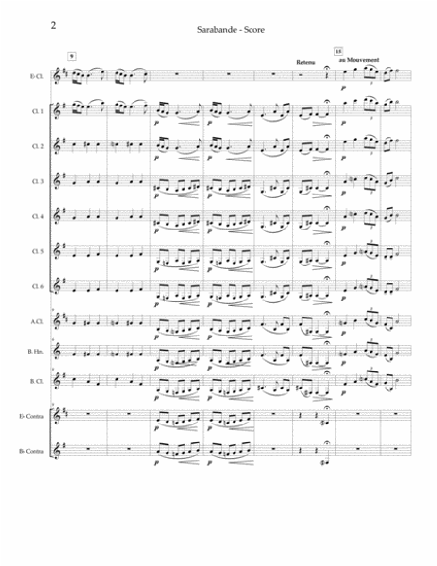 Sarabande (from Pour le Piano) Clarinet Choir scores gallery preview page 3