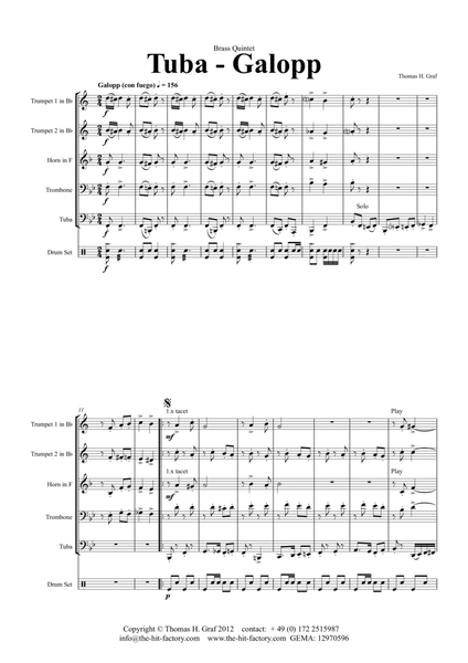 Tuba Galopp - Octoberfest - Tuba Solo - Fast Polka - Brass Quintet image number null