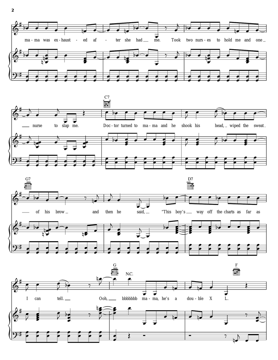 XXL (Double X-L) Piano, Vocal, Guitar scores gallery preview page 2