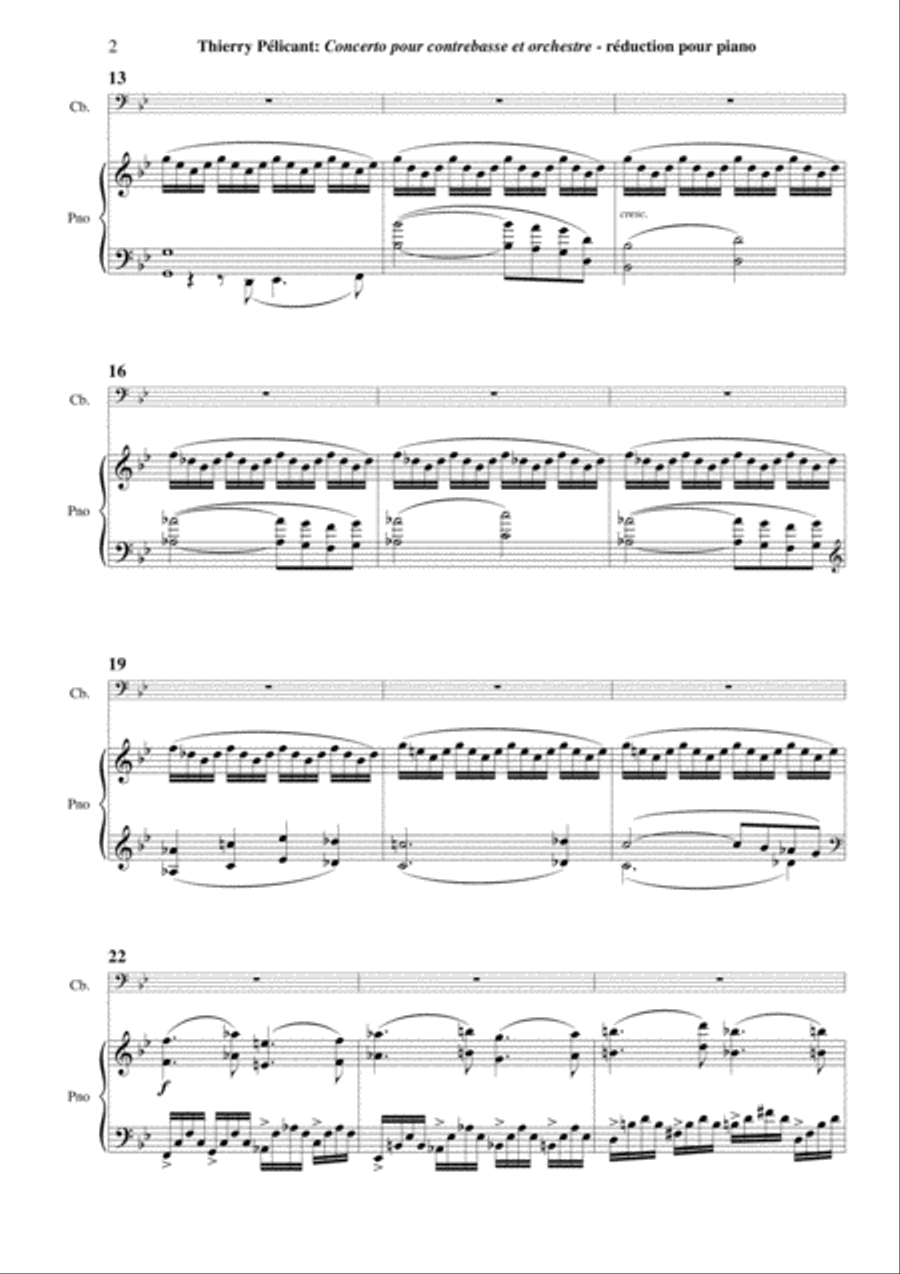 Thierry Pélicant: Concerto for contrabass and orchestra, piano reduction and solo part Full Orchestra scores gallery preview page 4