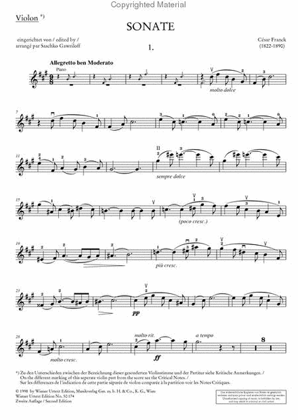 Sonata for violin and piano in A major