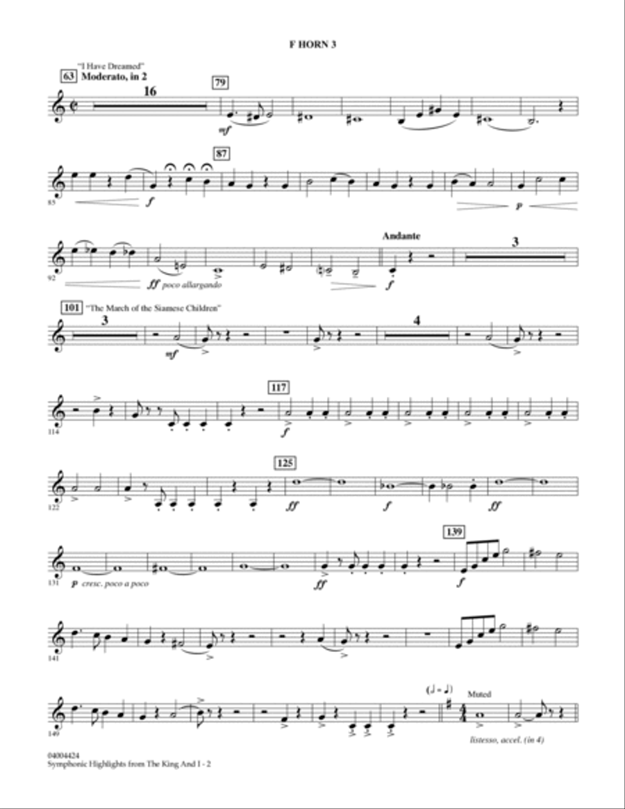 Symphonic Highlights from The King and I - F Horn 3 Horn scores gallery preview page 2