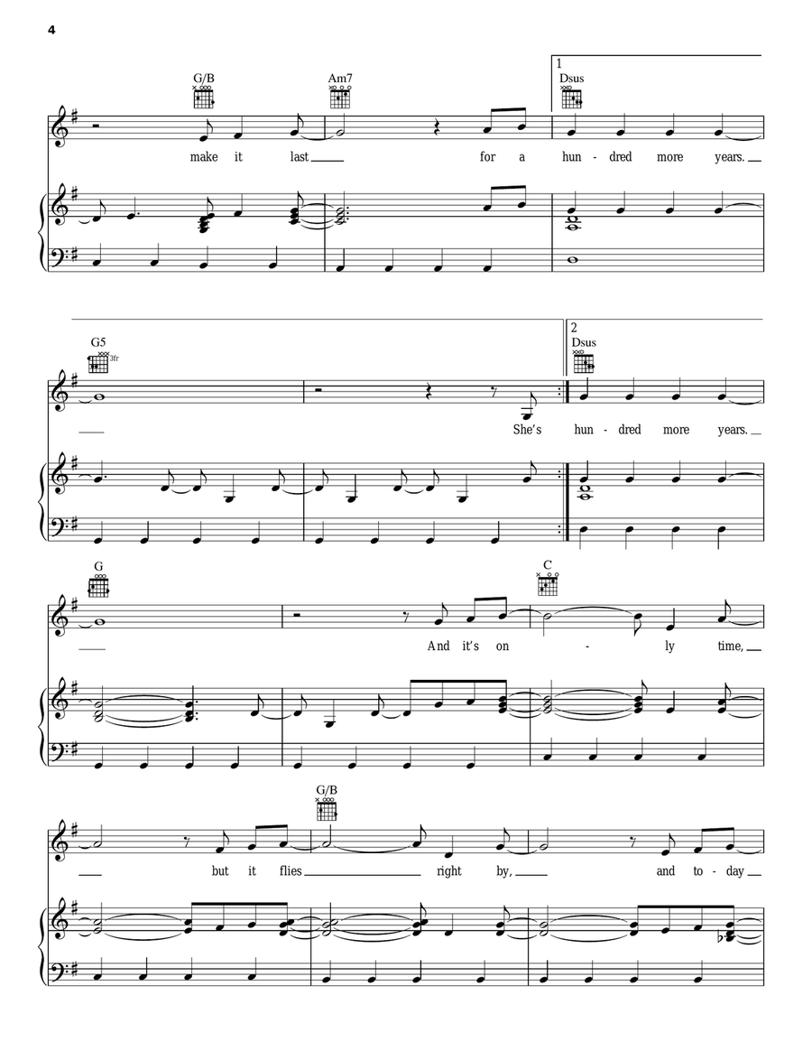 A Hundred More Years Acoustic Guitar scores gallery preview page 4