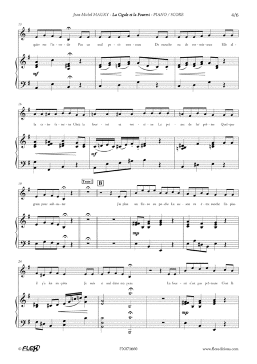 La Cigale et la Fourmi - Piano Reduction Children's Choir scores gallery preview page 4