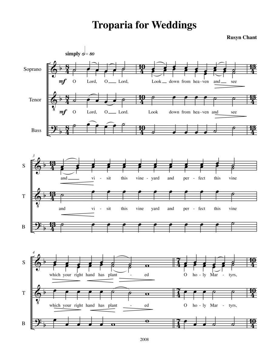 Tropar for Weddings School and Community scores gallery preview page 1