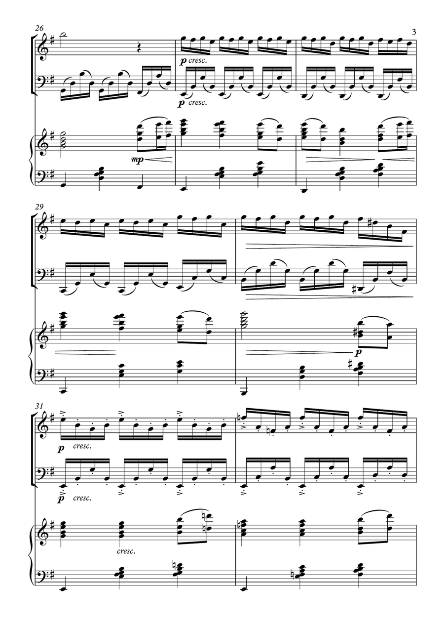 Come Thou Fount of Every Blessing x Bach's Cello Suite No.1 Prelude (Violin/Cello/Piano) Piano Trio scores gallery preview page 3