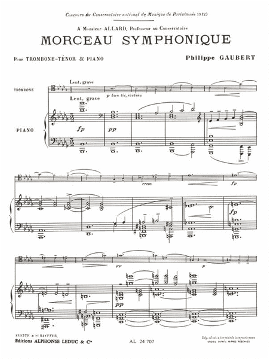 Symphonic Piece, For Tenor Trombone And Piano Piano Accompaniment scores gallery preview page 2
