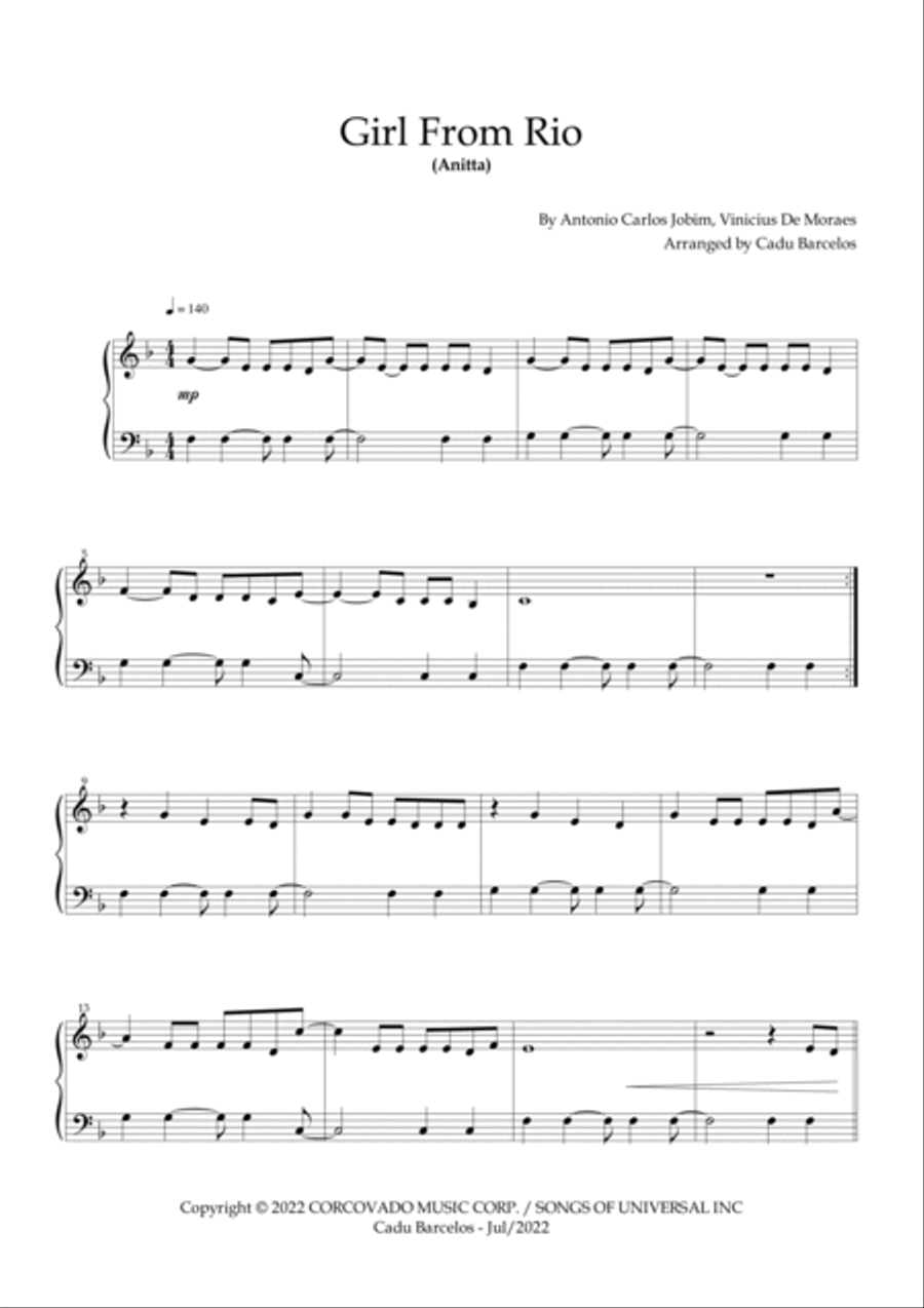 Girl From Rio Girl From Rio Easy Piano scores gallery preview page 2