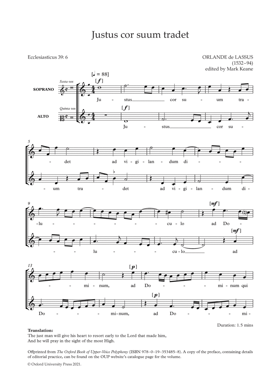 Justus cor suum tradet Justus cor suum tradet SA scores gallery preview page 1
