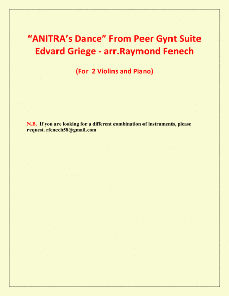 Anitra's Dance - From Peer Gynt (2 Violins and Piano) image number null