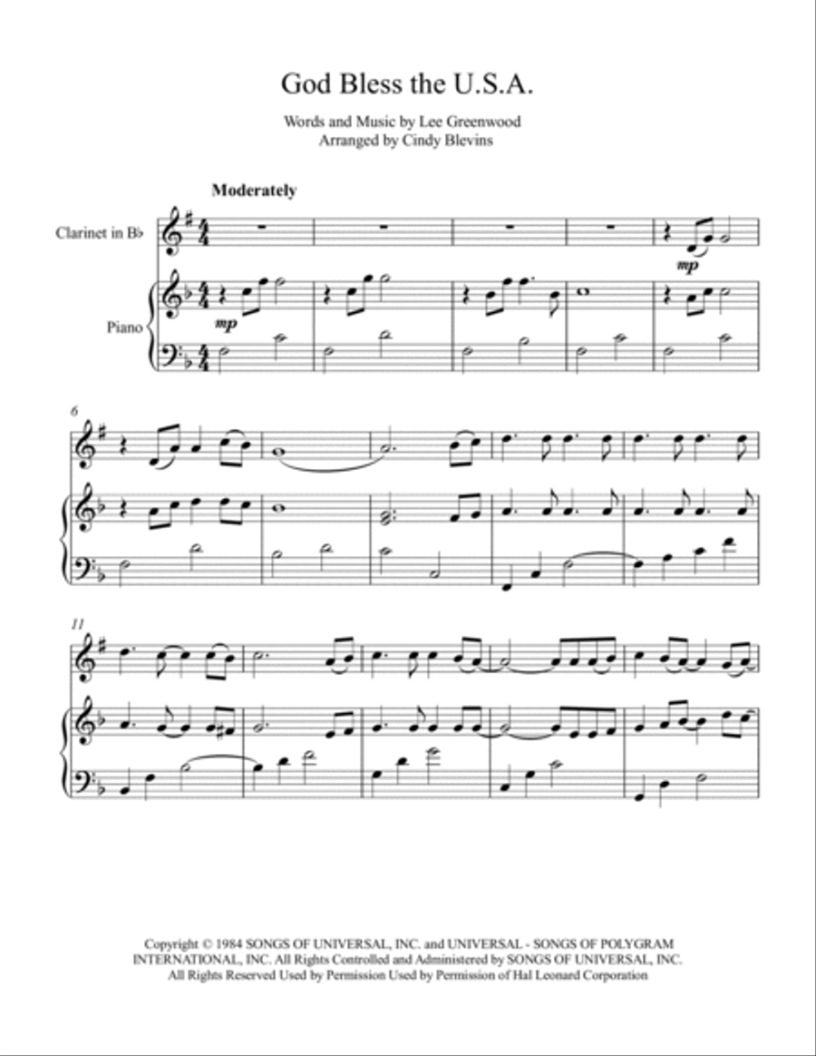 God Bless The U.S.A. B-Flat Clarinet scores gallery preview page 2