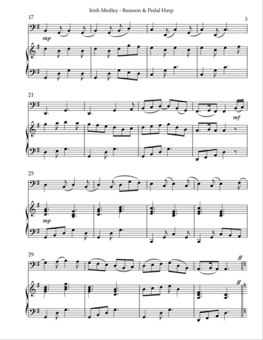 Irish Medley, Duet for Bassoon & Pedal Harp Bassoon scores gallery preview page 3