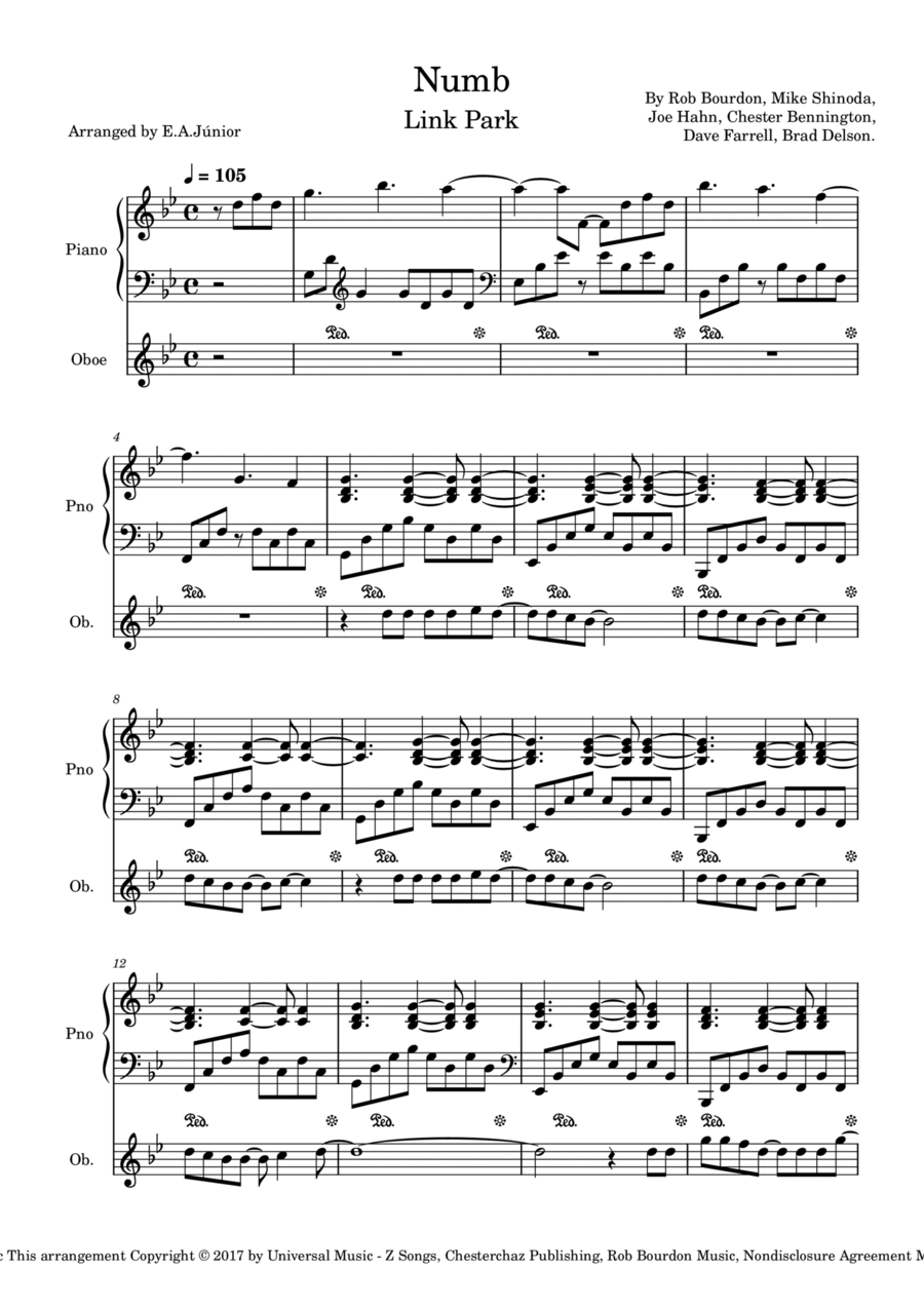 Numb Piano scores gallery preview page 1