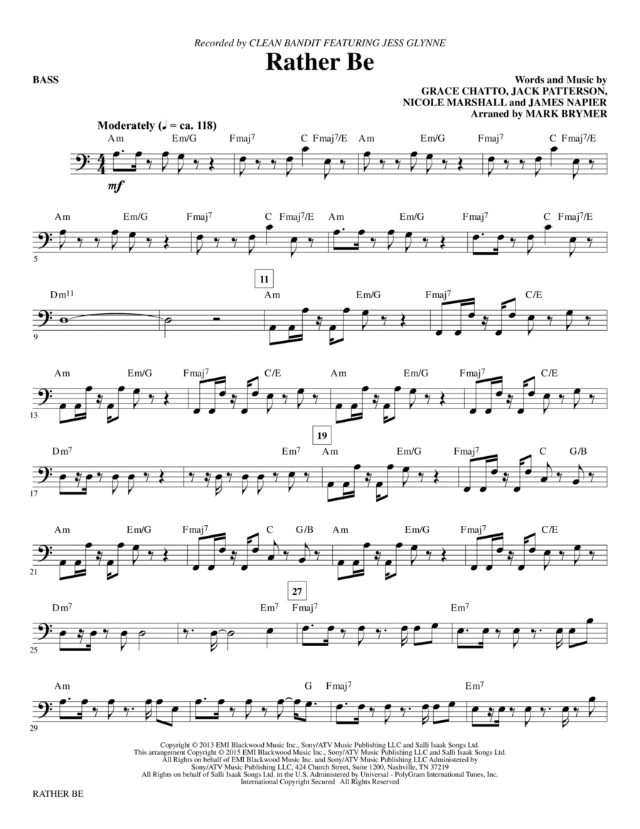 Rather Be - Bass Choir scores gallery preview page 1